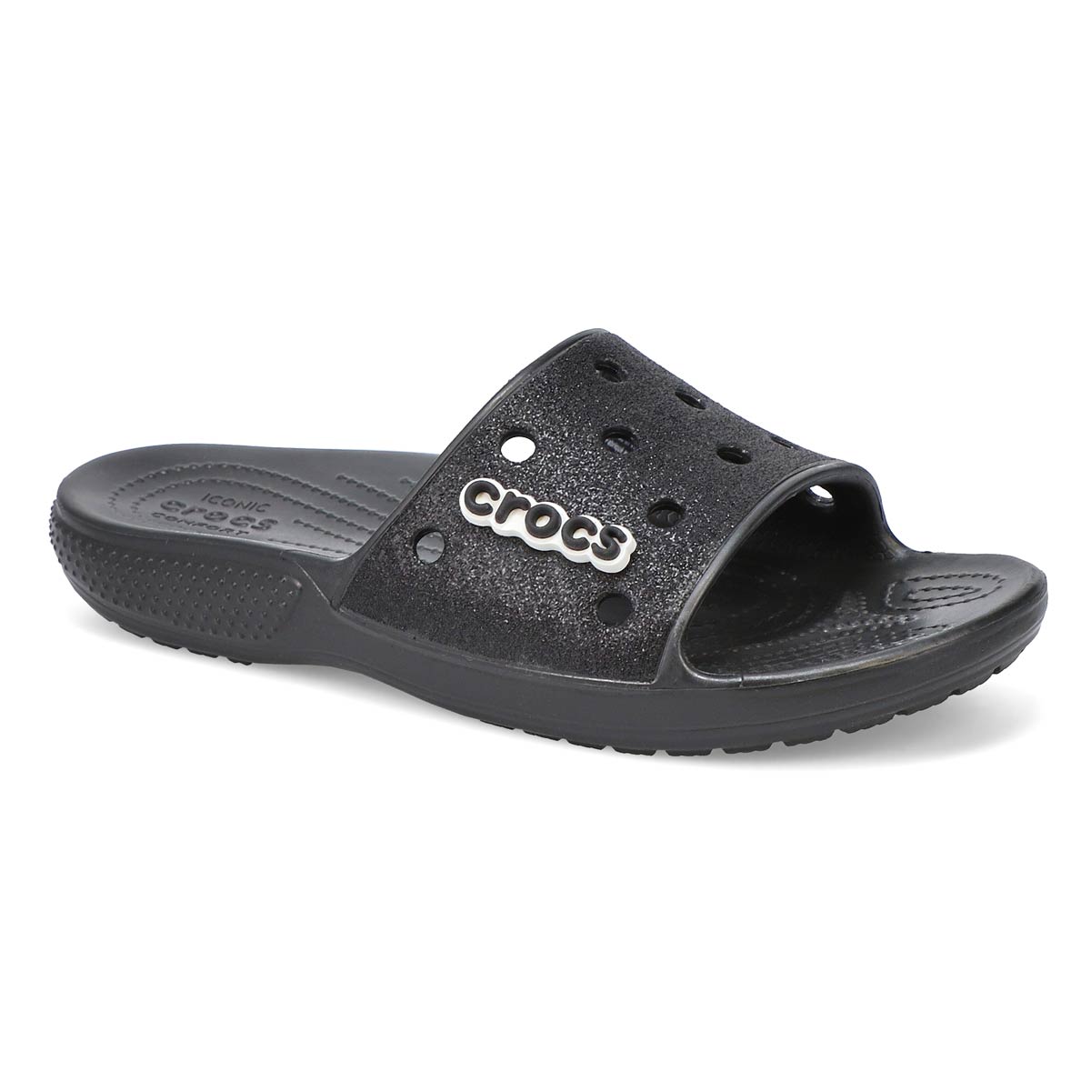 women's black glitter crocs