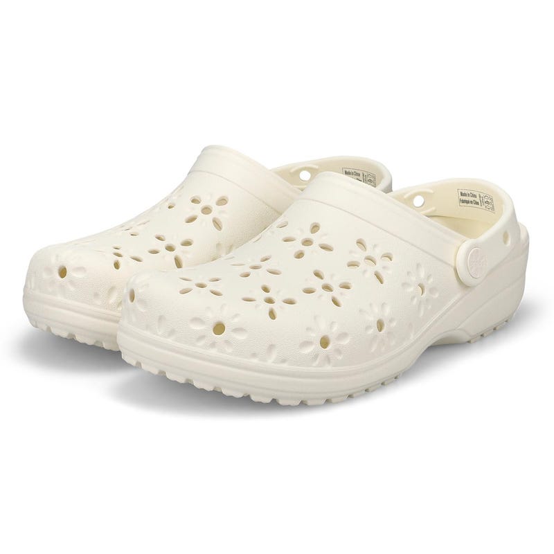 Women's Classic Floral Cut Out EVA Comfort Clog - Chalk