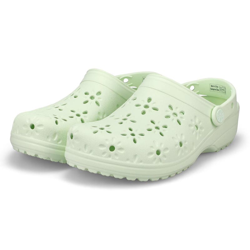 Women's  Classic Floral Cut Out EVA Comfort Clog - Jade Mint