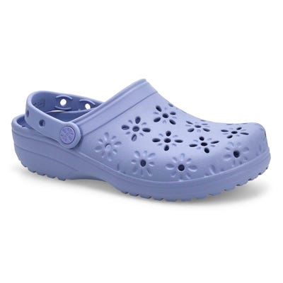 Lds Classic Floral Cut Out EVA Comfort Clog - Blue Haze