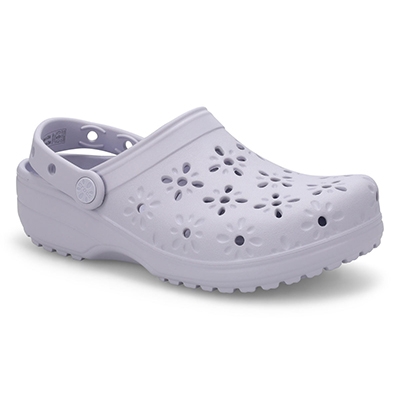 Lds Classic Floral Cut Out EVA Comfort Clog - Purple Moon