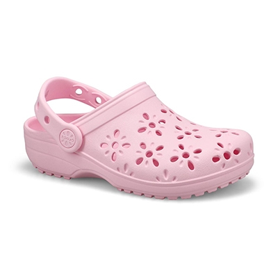 Grls Classic Floral Cut Out EVA Comfort Clog - Pink Milk