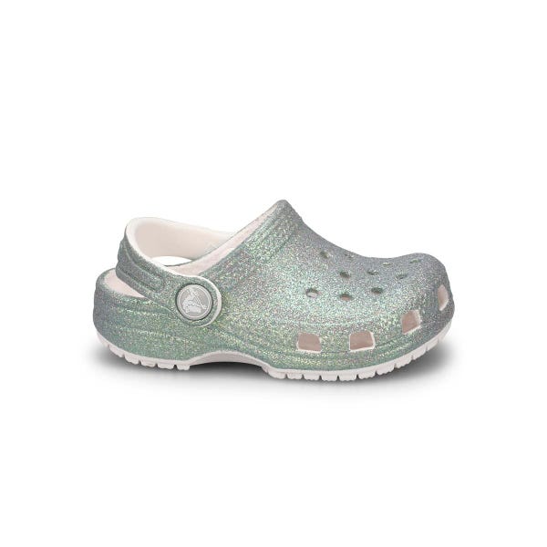 Sabot de confort CLASSIC IRIDESCENT GLITTER EVA, blanc, tout-petites