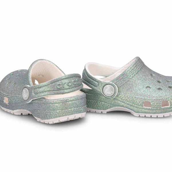 Sabot de confort CLASSIC IRIDESCENT GLITTER EVA, blanc, tout-petites