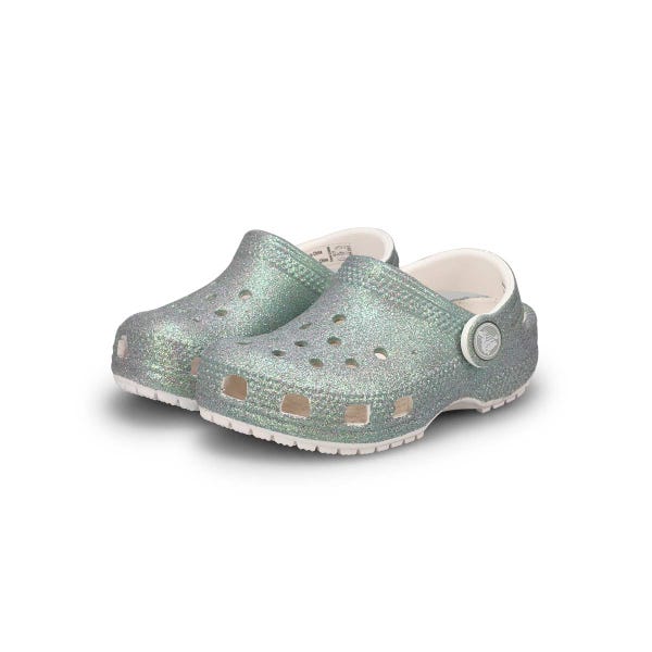 Sabot de confort CLASSIC IRIDESCENT GLITTER EVA, blanc, tout-petites