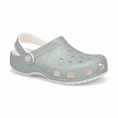 Sabot de confort Classic Iridescent Glitter EVA, blanc, enfants