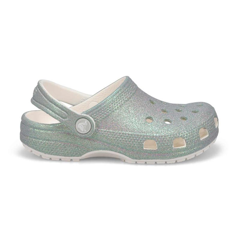 Sabot de confort CLASSIC IRIDESCENT GLITTER EVA, blanc, enfants