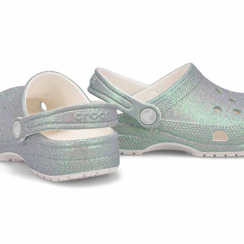Sabot de confort CLASSIC IRIDESCENT GLITTER EVA, blanc, enfants