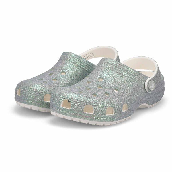 Sabot de confort CLASSIC IRIDESCENT GLITTER EVA, blanc, enfants