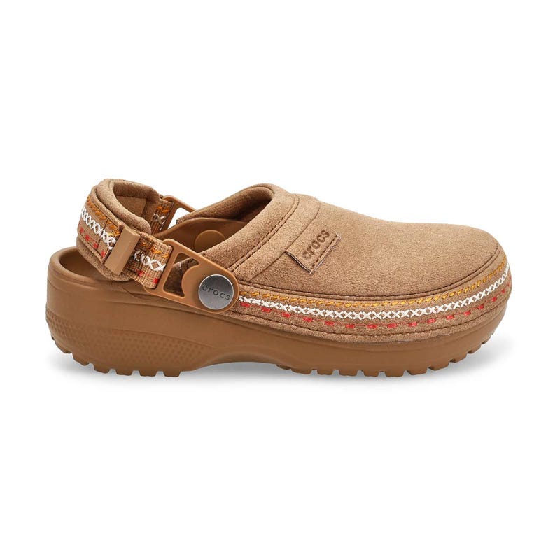 Sabot Crafted Vegan Suede Stitch pour enfants - Sépia