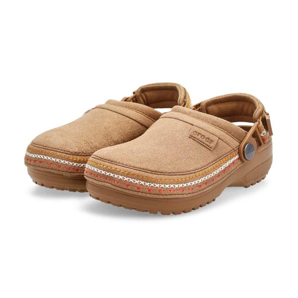 Sabot Crafted Vegan Suede Stitch pour enfants - Sépia