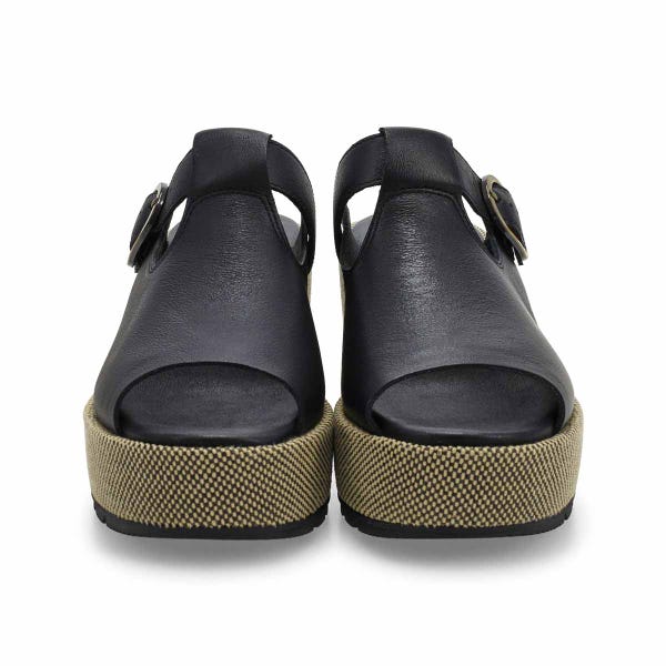 Sandale compensée à enfiler SUNPEAK, noir/écru, femmes