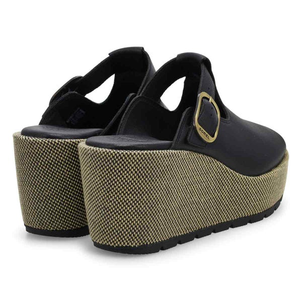 Sandale compensée à enfiler SUNPEAK, noir/écru, femmes