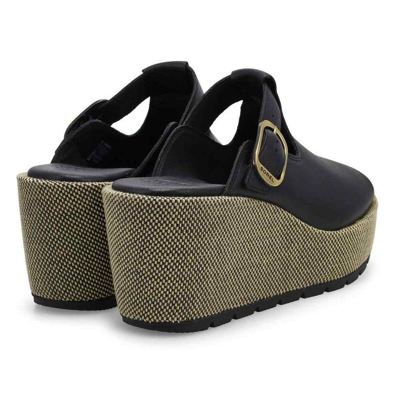 Sandale compensée à enfiler SUNPEAK, noir/écru, femmes