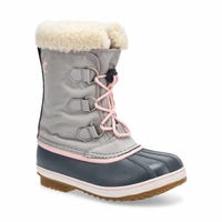 Girls'  Yoot Pac Nylon Waterproof Winter Boot - Dove/Gum