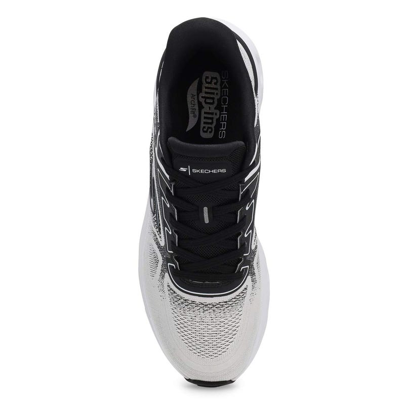Men's Go Run Glide Step Arch Fit  Slip Ins Performance Sneaker - White/Black