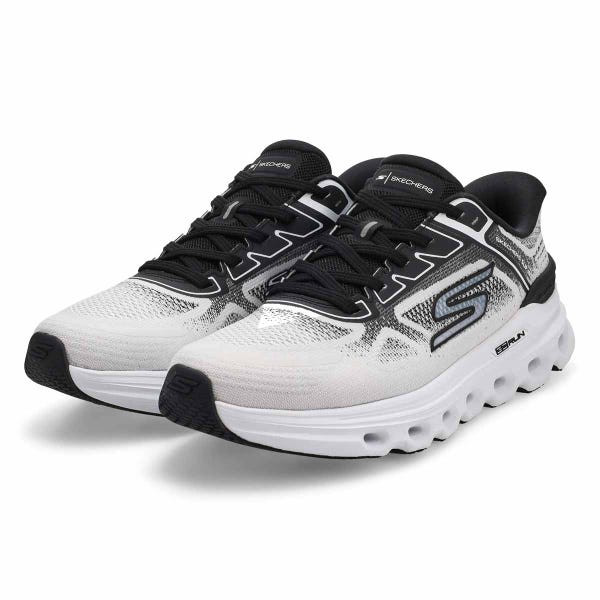 Men's Go Run Glide Step Arch Fit  Slip Ins Performance Sneaker - White/Black