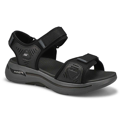 Mns Gowalk Arch Fit Wide Sandal - Black/Charcoal