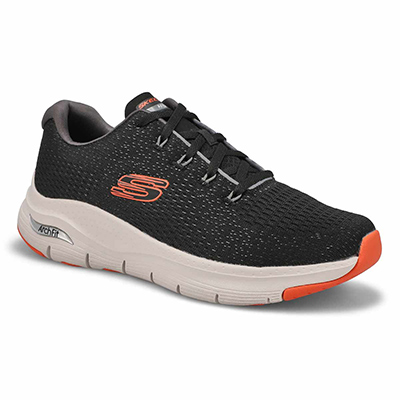 Baskets à lacets Arch Fit, noir/orange, hommes