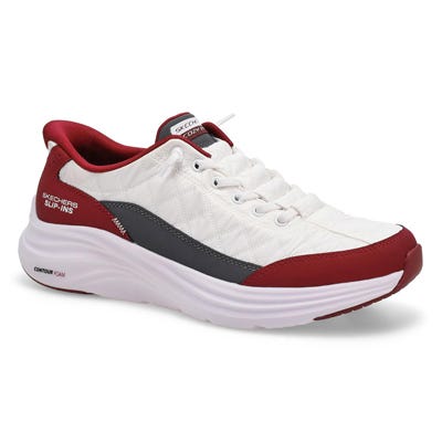 Mns Contour Foam Cozy Fit Slip-Ins Sneaker - White/Burgundy
