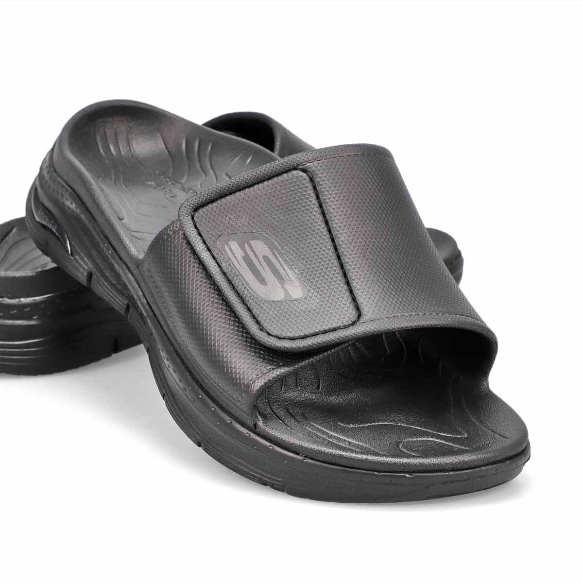 Mens' Arch Fit Slide Sandal - Black/Black