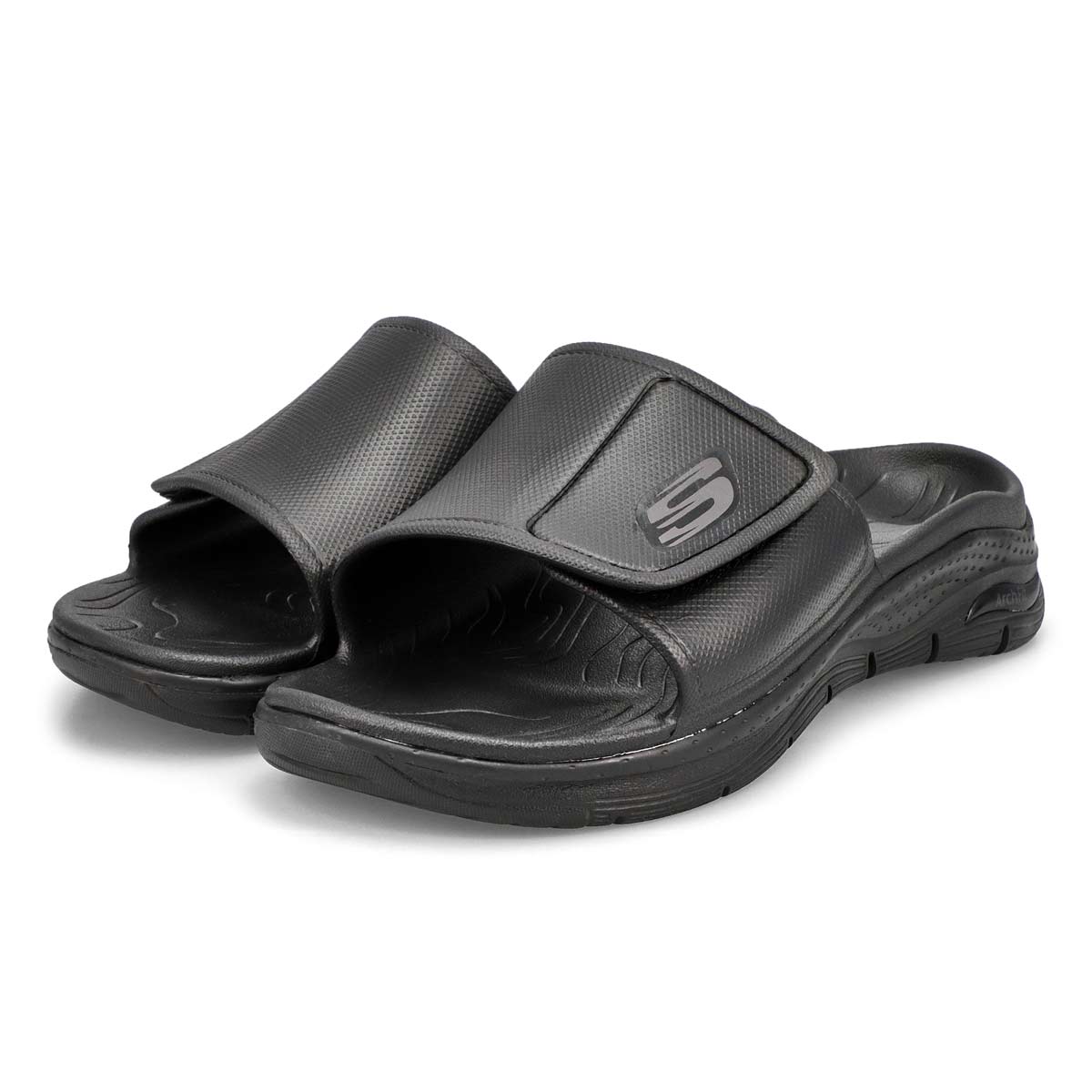 Mens' Arch Fit Slide Sandal - Black/Black
