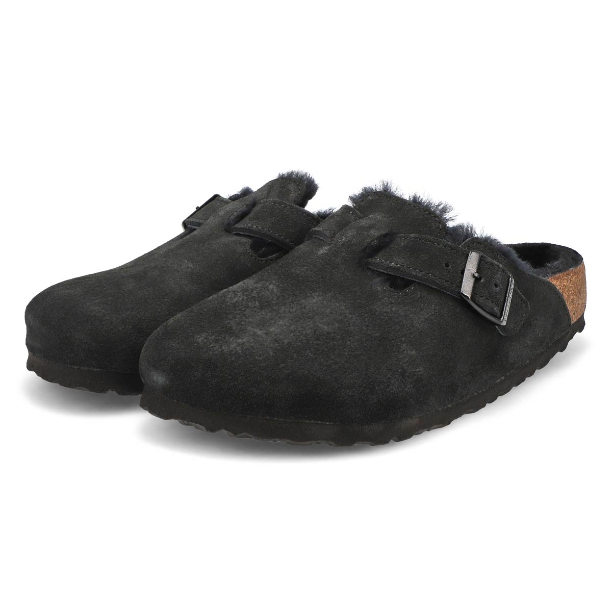 Women's Boston Shearling Suede Casual Clog - Black