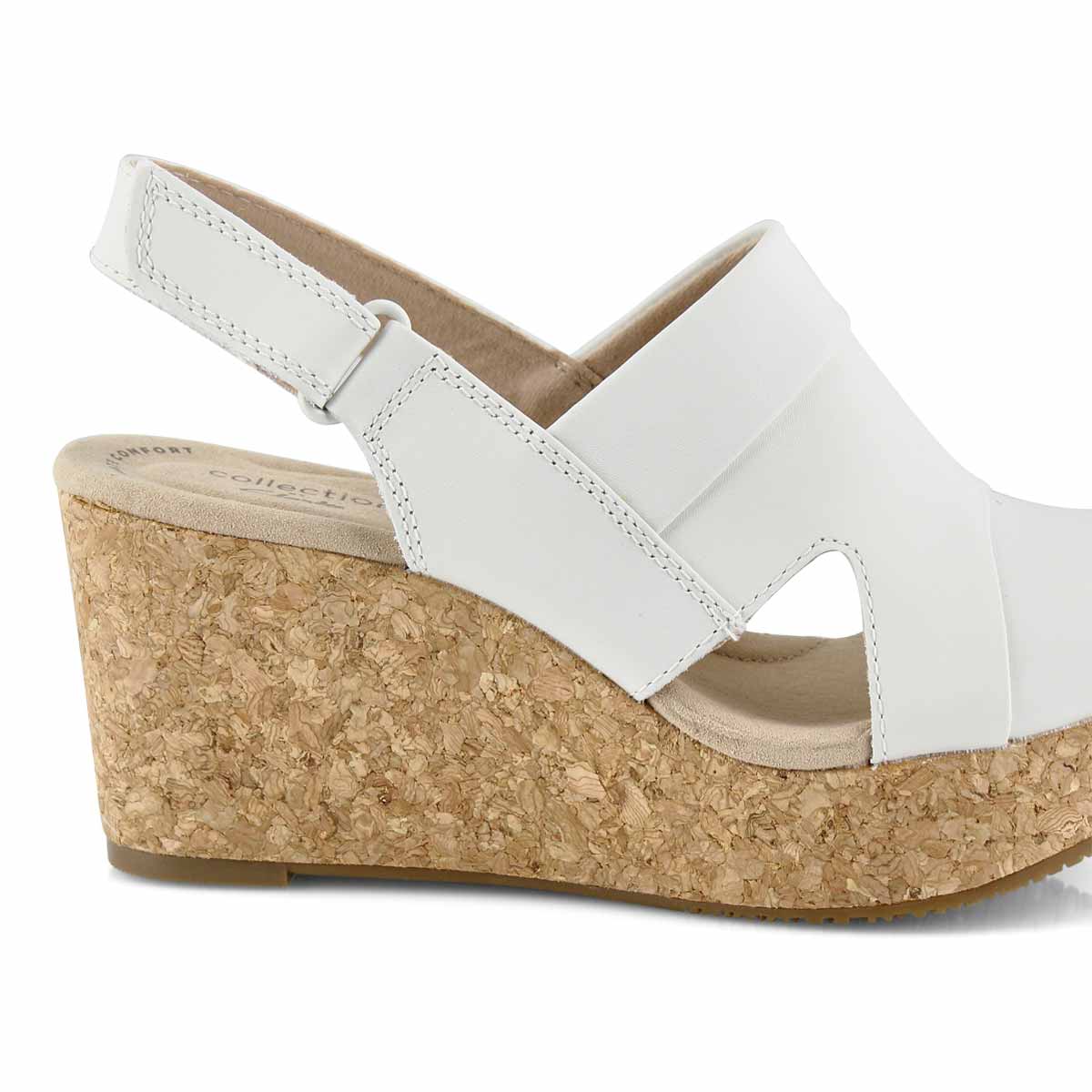 Clarks Women's ANNADEL IVORY white wedge sand | SoftMoc.com