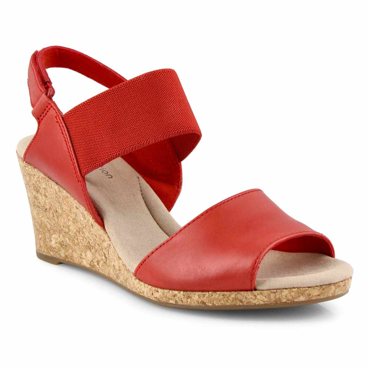 clarks red wedge sandals