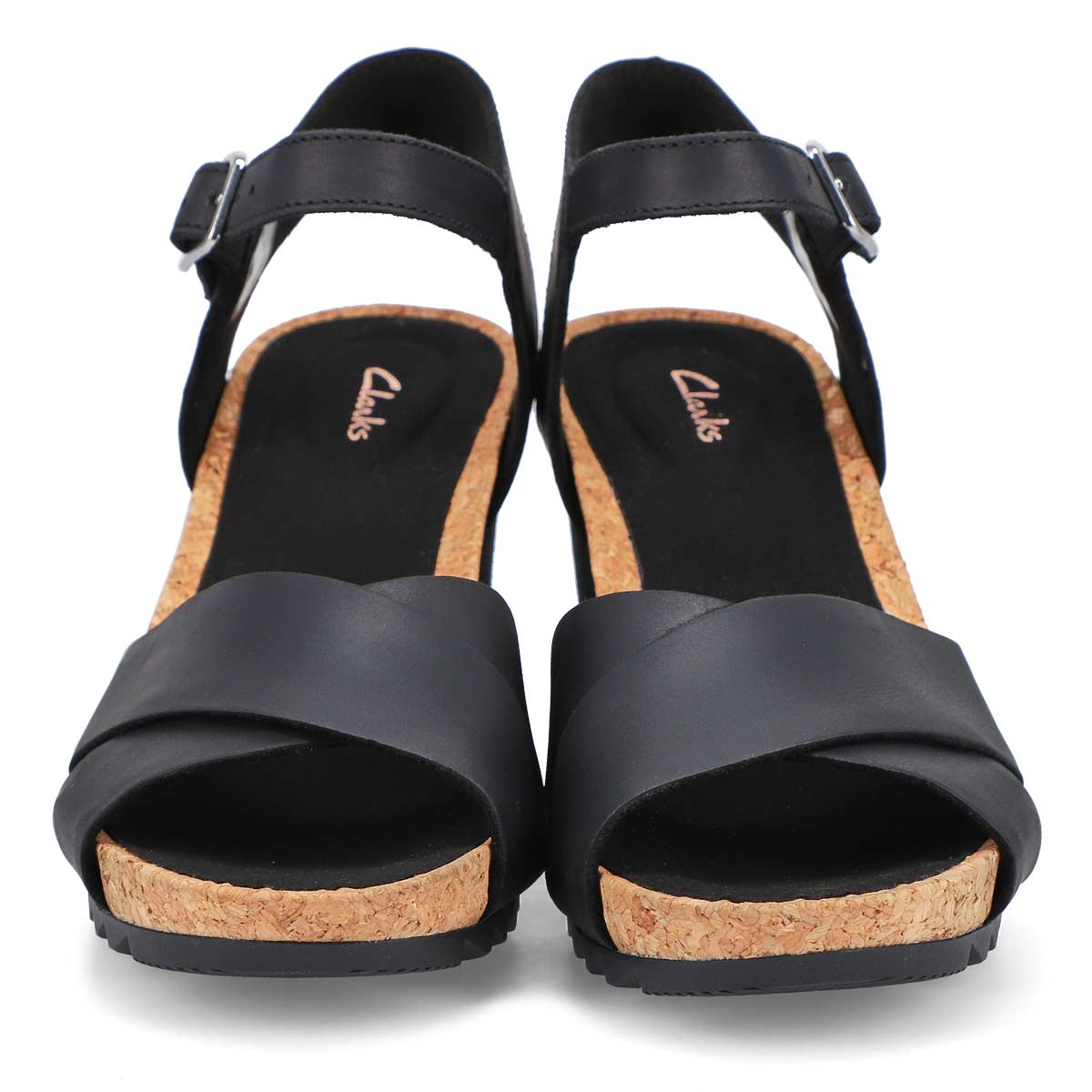 Clarks Women's Flex Sun Wedge Sandal - Black | SoftMoc.com