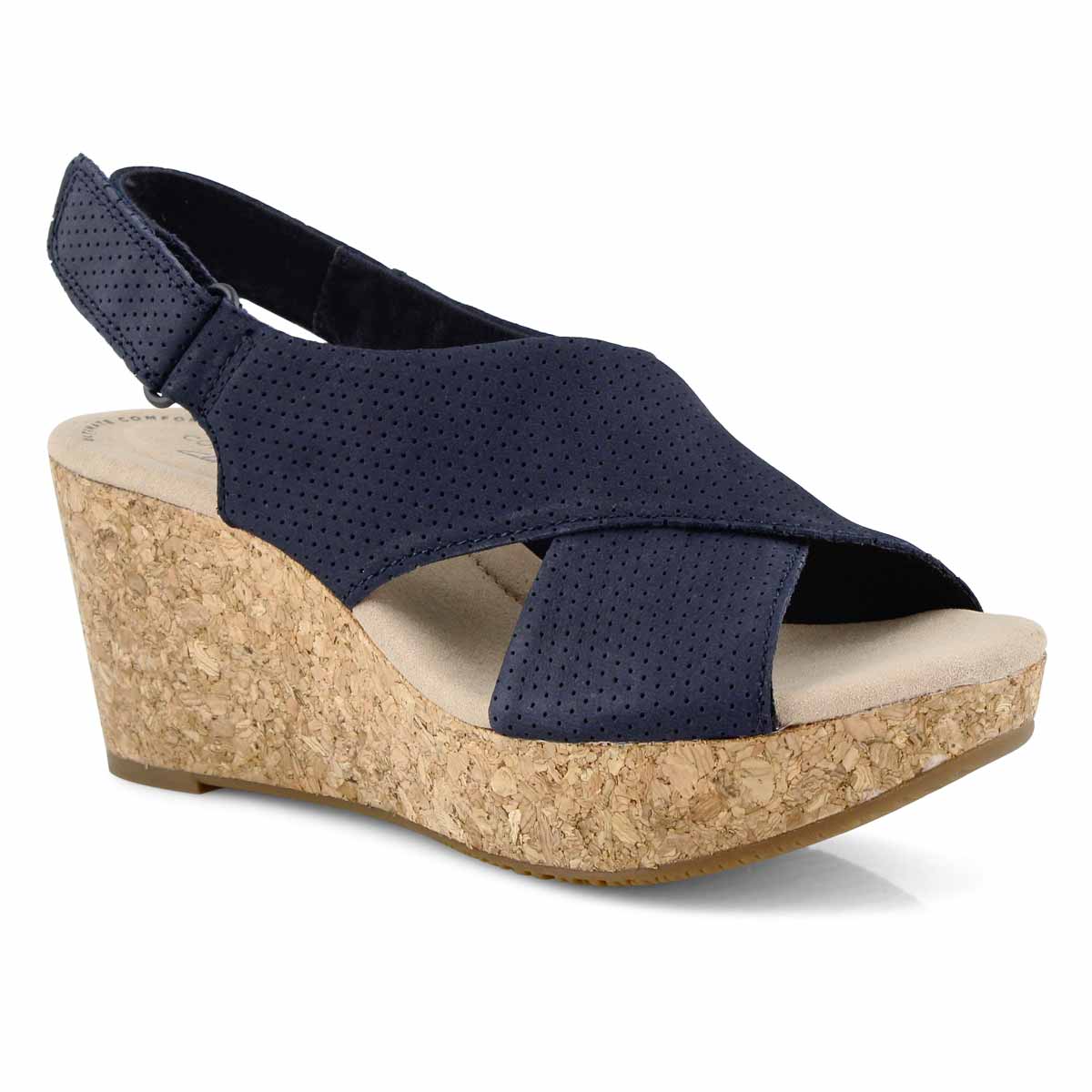 clarks navy wedges