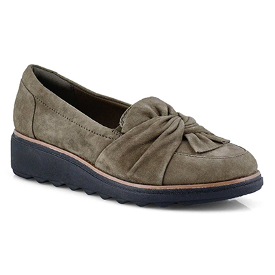 Lds Sharon Dasher olv suede wedge oxford