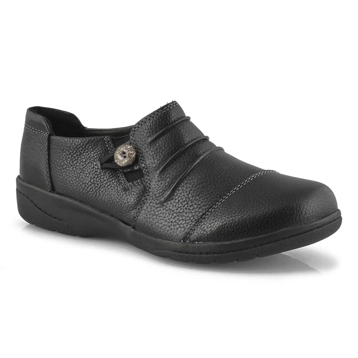 clarks leather slip ons