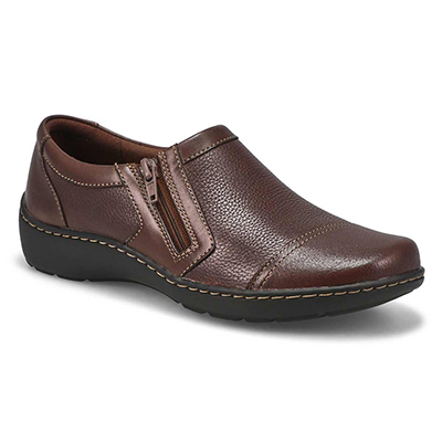 Lds Cora Giny Wide Slip On Casual Shoe - Dark Brown