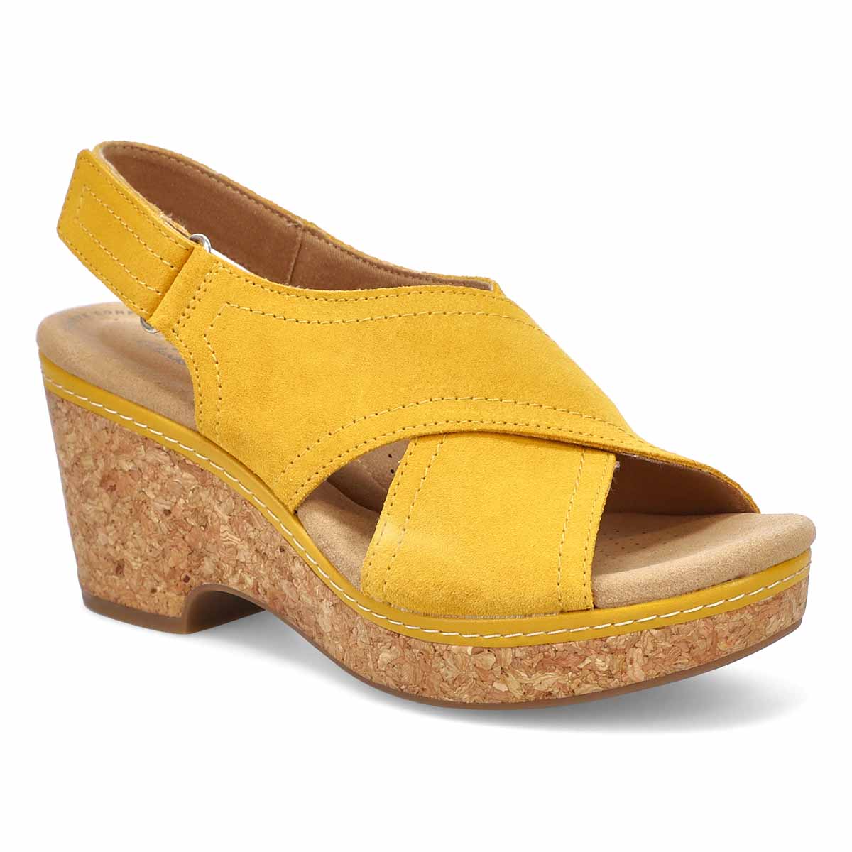 clarks yellow wedge sandals