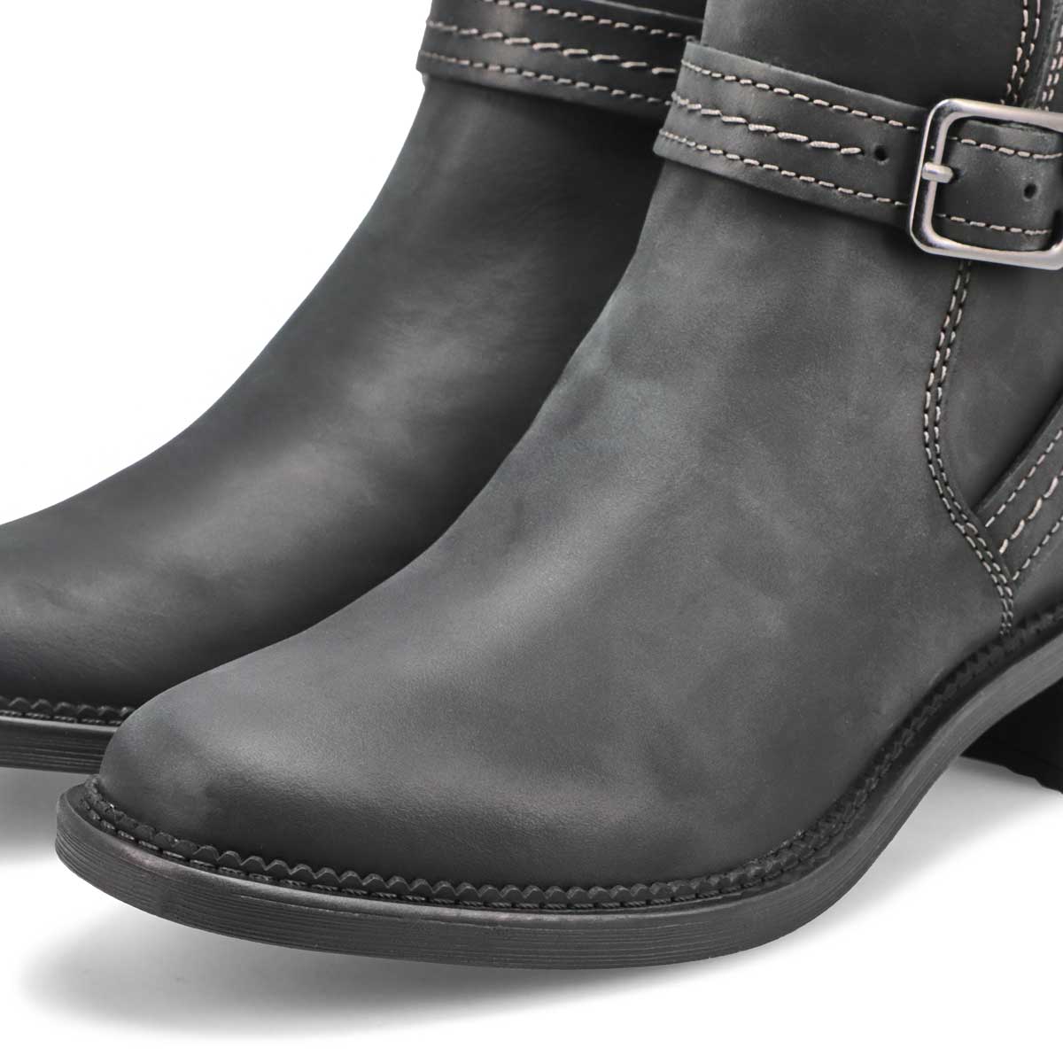 Clarks Women's Maye Strap Ankle Boot Taupe SoftMoc USA