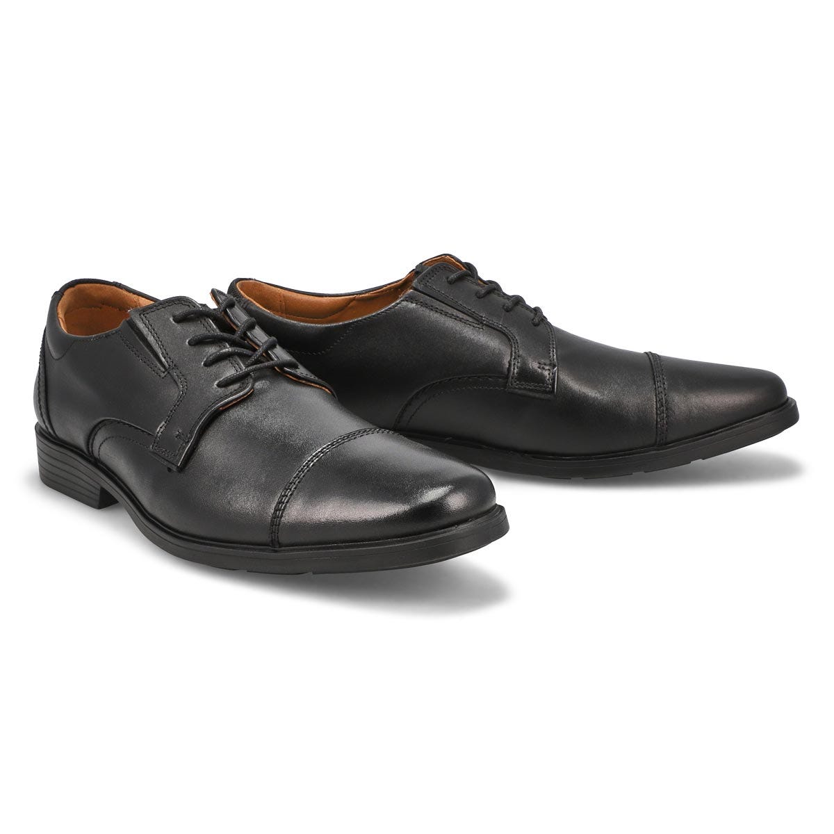 thumbnail image 2 of Clarks Men's Clarkslite Cap Oxford – Black Leather Lace-Up Office Shoe With OrthoLite Comfort 2 of 11