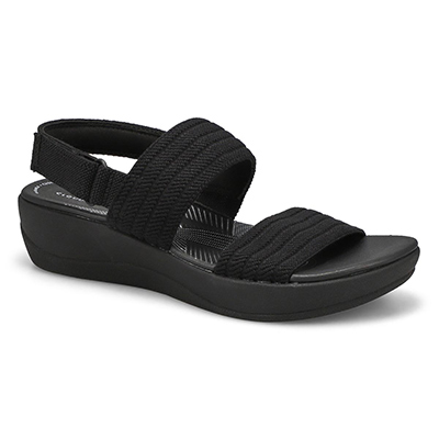 Lds Arla Stroll Casual Wedge Sandal - Black