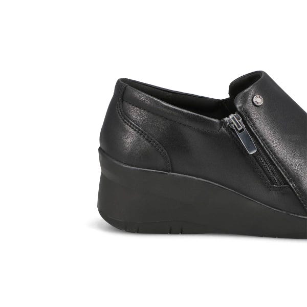 Women's Suttyn Zip Wedge Wide Casual Loafer - Black