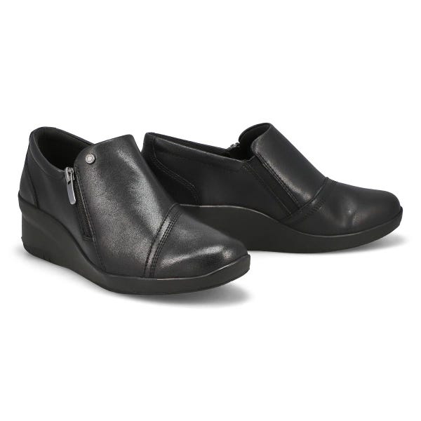 Women's Suttyn Zip Wedge Wide Casual Loafer - Black