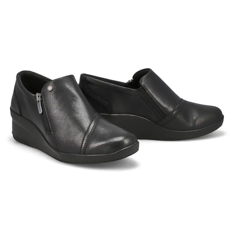 Women's Suttyn Zip Wedge Wide Casual Loafer - Black