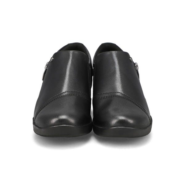 Women's Suttyn Zip Wedge Wide Casual Loafer - Black