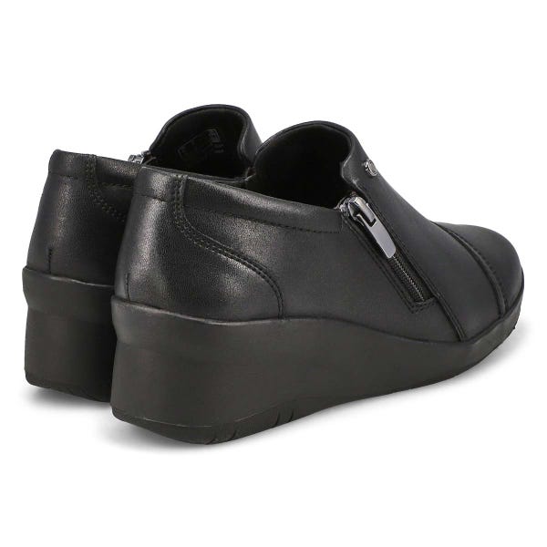 Women's Suttyn Zip Wedge Wide Casual Loafer - Black