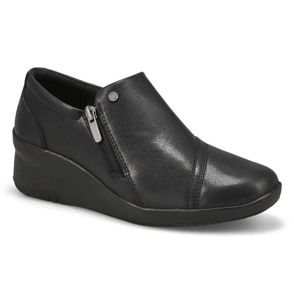 Women's Suttyn Zip Wedge Wide Casual Loafer - Black