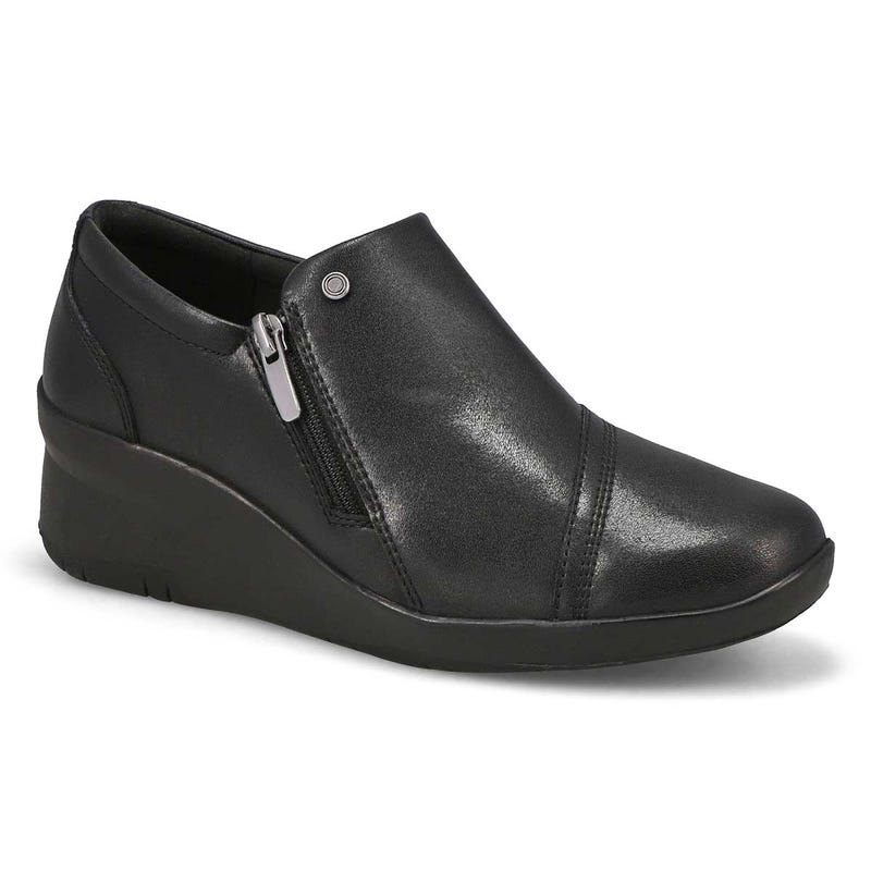 Women's Suttyn Zip Wedge Wide Casual Loafer - Black