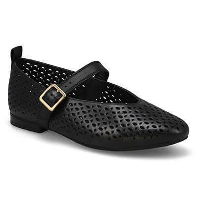 Lds Fawna Jane Leather Maryjane Dress Flat - Black