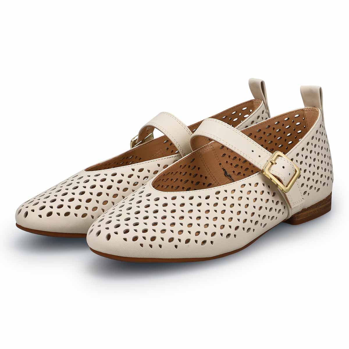 Women's Fawna Jane Leather Maryjane Dress Flat - Cream