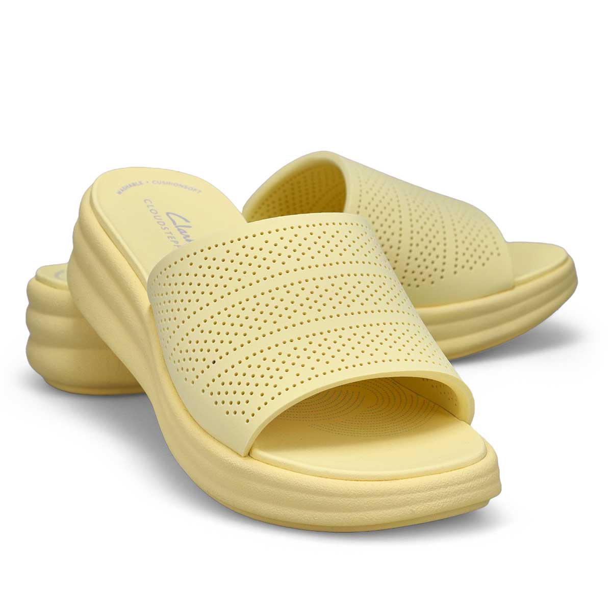 Women's Drift Twist Platform Slide Wide Sandal - Pale Yellow