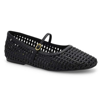 Mary Jane en cuir LIVIA SKY, tissage noir, femmes