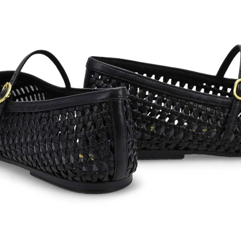 Women's  Livia Sky Leather Maryjane Dress Flat - Black Weave